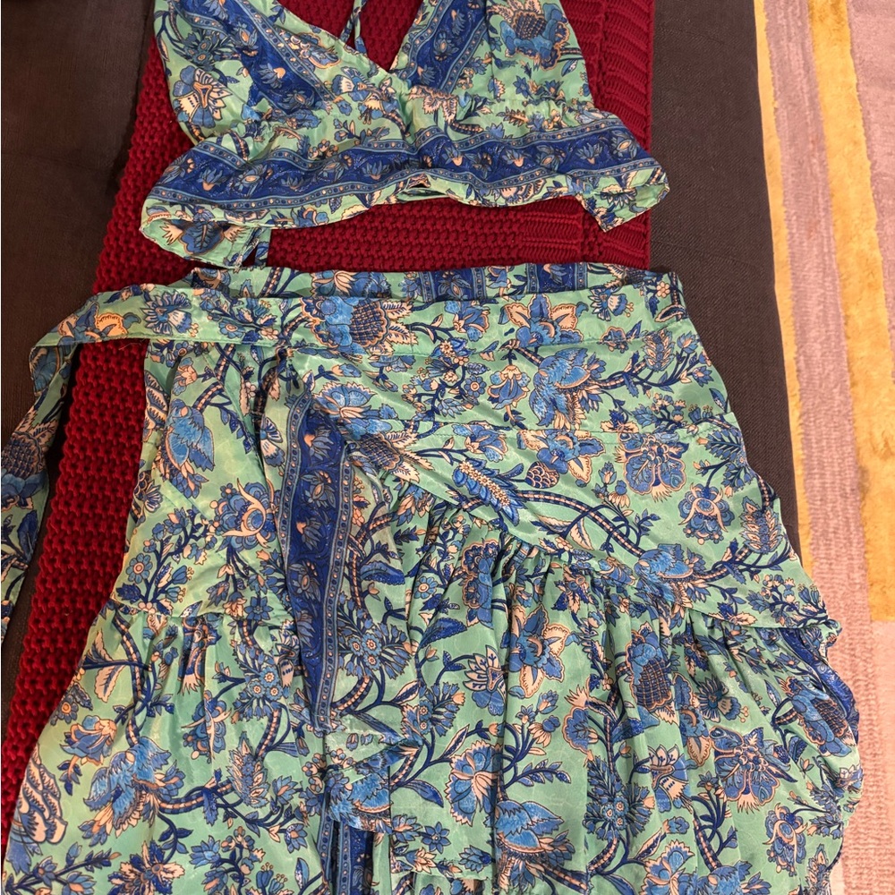 IBiza summer Blue and Green Women's Skirt and top set